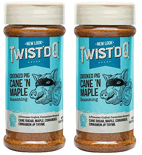 Twisted Q Crooked Pig Seasoning Southern BBQ with Maple & Cane Sugar Twist 6.6 ounce 2 Pack...