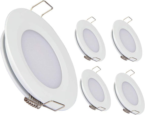 acegoo RV Recessed Ceiling Light 2-3/4” Full Aluminum 12V Dimmable LED Puck Light for Campervan Truck Caravan Boat Roof Under Cabinet Lighting, Fl...