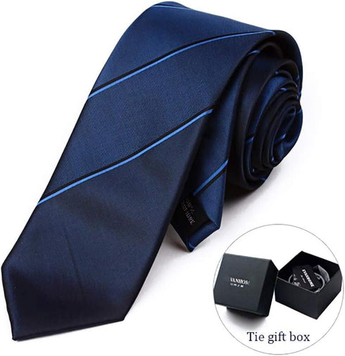 Men's Blue Black Gradient Striped Necktie 2.75 Inches Ties for Men + Gift Box...