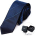 Men's Blue Black Gradient Striped Necktie 2.75 Inches Ties for Men + Gift Box...