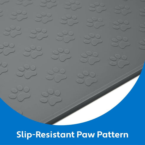 MIGHTY MONKEY 100% Waterproof Dog Food Mat, Raised Edges Silicone Pet Feeding Placemat for Cat, Dogs, Pet Bowls, High Lipped Tray Prevents Water S...