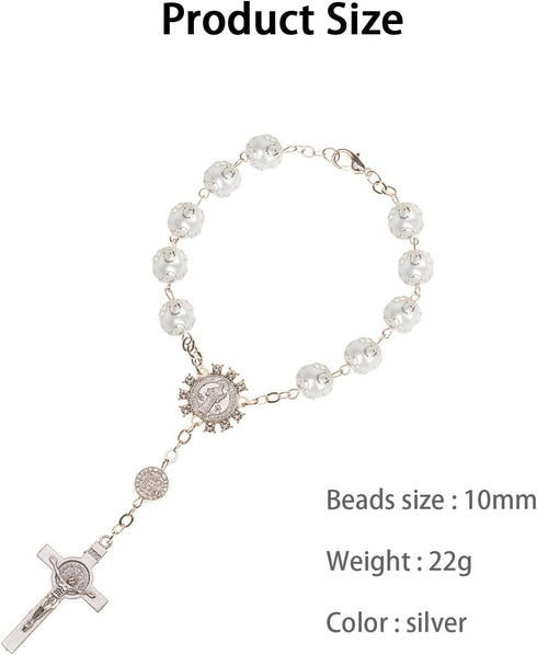 2Pcs Car Rosary for Rearview Mirror,Rosary for Car,Auto Rosary Hanging Ornament Car Rosary Ball Beads Cross Rosary Bracelet Car Decorations for Wo...