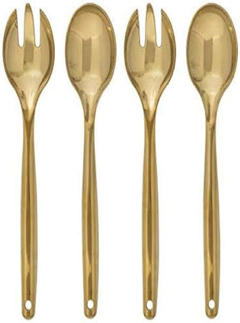 Gold Plastic Serving Utensils Set - 1 Set of 4 Pcs - Elegant & Durable Gold Finish, Perfect for Parties, Weddings & Catering Events...