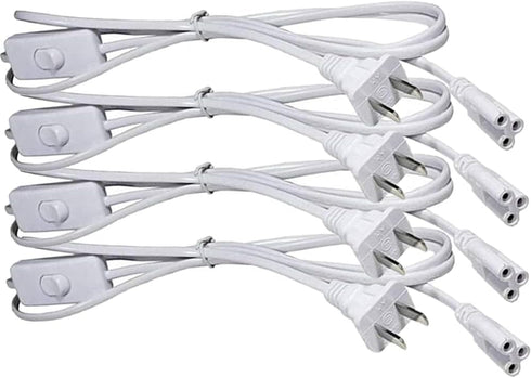 T5 T8 LED Tube Power Extension Cable with On/Off Switch,LED T5/T8 Light Tube Integrated LED Light Fixture Extension Cable Wire (6FT/1.8M) 4-Pack...