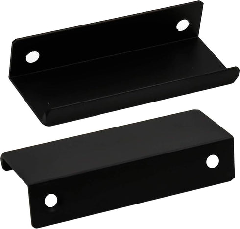 LC LICTOP 80mm/3.15" Black Modern Style Finger Edge Tab Pull Handle Door Knobs Drawer Pulls Aluminum Matte (2Pcs)...