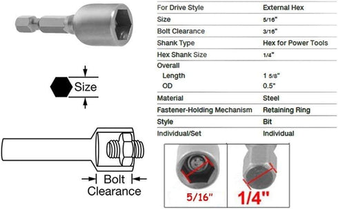 15pcs Hex Magnetic Power 8mm 5/16 Socket Adapter Drill Bit Nut Driver Set 1/4 inch Hex for Power Tools...