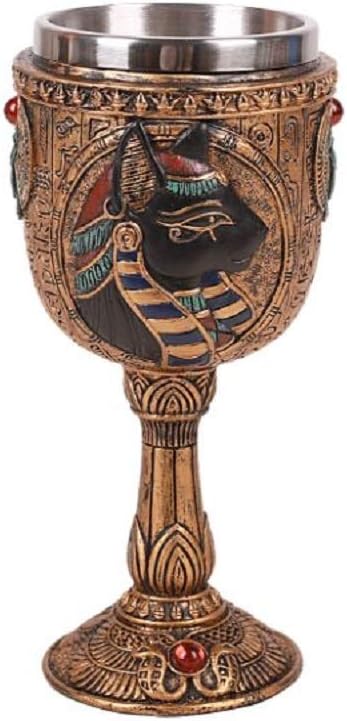 Pacific Giftware Egyptian Royalty Bastet 7oz Wine Goblet with Removable Stainless Steel Insert...