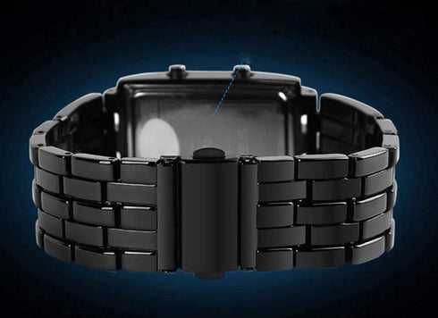 Fashion Mens Binary Sports Watch Digital LED Matrix Waterproof Outdoor Casual Black Bracelet Square Blue Backlit Watches...