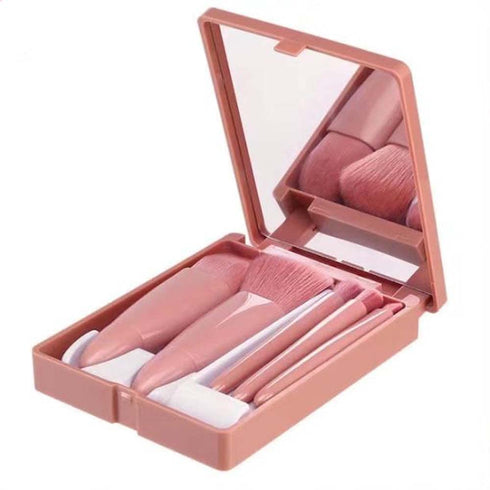 Easy-taken Travel Makeup Brush Set, COSHINE 5pcs Mini Complete Function Cosmetic Brushes Kit (5pcs with mirror)...