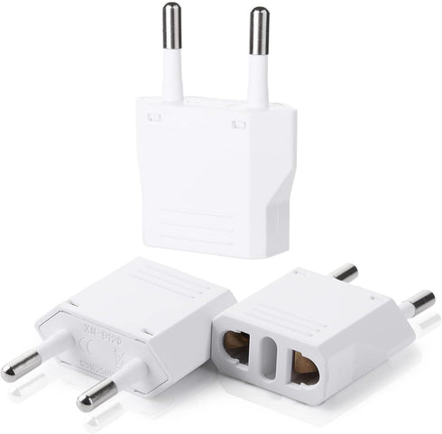 Bates- European Plug Adapter, 3 pc, Travel Adapter, US to Europe Plug Adapter, EU Adapter, Electrical Adapters, Converter Plug, European Outlet Ad...