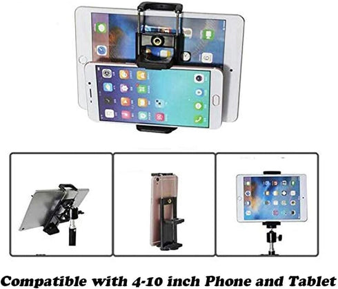 4-10 inch Phone and Tablet Tripod Mount, with 1/4 inch Screw Thread, for iPhone X 8 7 6 iPad Samsung Galaxy Tablet Selfie Stick Smartphone, Adjust...