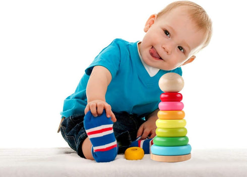Stacking Rings Toy Wooden Rainbow Stacker Toddler Learning Toys for 18 Months 2 Year Old Baby Boys Girls Non-toxic...