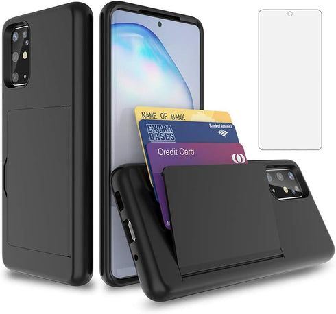 Phone Case for Samsung Galaxy A51 5G with Tempered Glass Screen Protector Cover and Credit Card Holder Hybrid Cell Accessories Rugged Glaxay A 51 ...