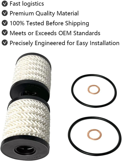 2 PCS Engine Oil Filter Kit Replace 11427622446 Compatible with Mini Cooper Clubman Countryman Paceman Hardtop Cabrio Coupe Roadster R55 R56 R57 R...