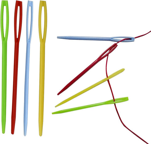 48pcs 2.7" Large Eye Plastic Sewing Needles - Yarn, Lacing, Safety Needles for Children's Craft Projects, 4 Colors...
