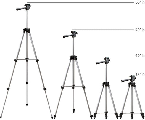 50 Inch Aluminum Camera Tripod for Canon, Nikon, Sony, Samsung, Olympus, Panasonic & Pentax + eCost Microfiber...