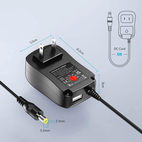 Belker 41W Universal 6V 9V 12V 15V 18V 20V 24V AC DC Adapter Power Supply for Household Electronics Router Smart Phone Mp3 Tablets CCTV Cameras - ...