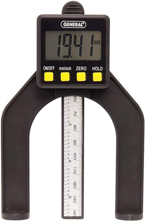 General Tools Digital Depth-Height Gauge #150 Woodworking Tool - Self-Standing, Magnetic, Inches/Millimeters & Detachable Plunger...