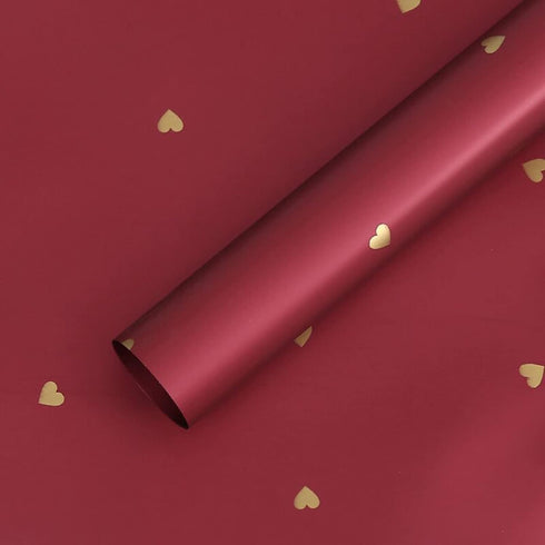 20 Sheets Solid Color Love Heart Flower Wrapping Paper,Waterproof Florist Bouquet Paper,DIY Crafts,22.8x22.8 inch (Red Gold)...
