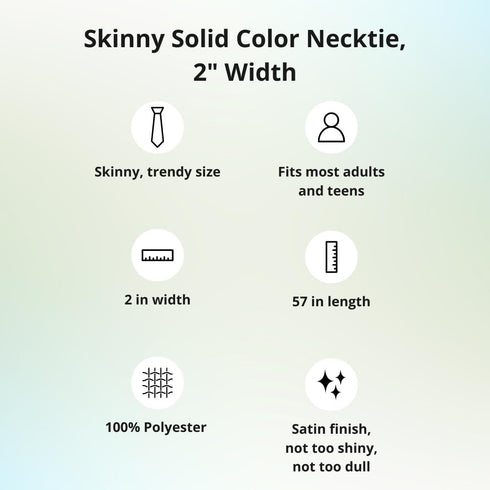 tiemart Skinny Solid Color Necktie, 2" Width...