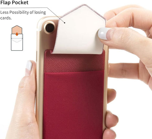 Sinjimoru Secure Card Holder for Back of Phone, Stretchy Fabric Cell Phone Wallet Stick On Credit Card Case for iPhone & Android. Sinji Pouch Flap...