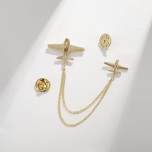 Dainty Airplane Brooch Pin for Women Girls Cubic Zirconia Rhinestone Chain Tassel Aircraft Plane Lapel Pin Dress Banquet Jackets Hats Scarf Access...