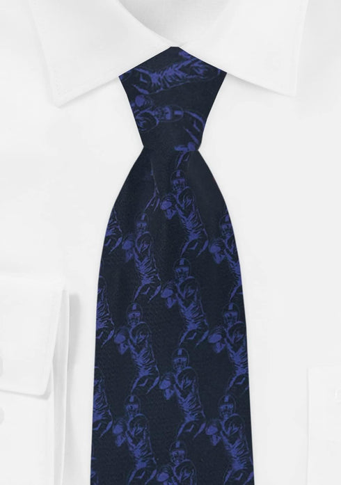 Jacob Alexander Men's Football Player Silhouette Pattern Regular Length Neck Tie - Ice Blue...