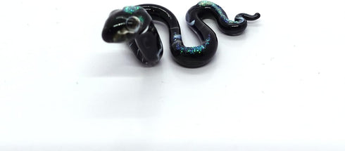 Snake Tiny Micro Figurines Hand Blown Glass Art Reptiles Animals Collectible Gift Home Décor (Black)...