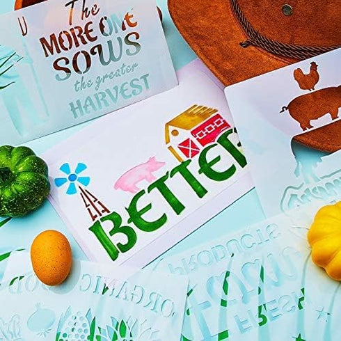 20 Pieces Farmhouse Stencils Reusable Farm Painting Stencils Farm Theme Drawing Art Template for Scrapbooking Drawing Tracing DIY Furniture Wall F...