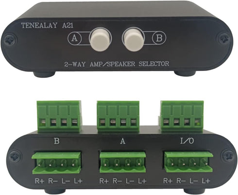 2-Way Stereo Amplifier Speaker Selector, AB Speaker Switch 2 Zone Distribution, Amp Switcher Box, SPK Controller A21...