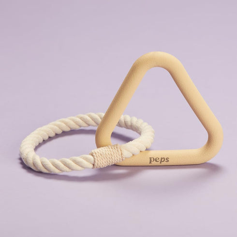Peps Pet Toy Natural Rubber Triangle w/Cotton Rope (Tan, Small)...