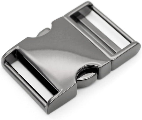 CRAFTMEMORE 1 pc 1-1/2 inch Metal Curved Side Release Buckle Adjustable Lock for Belt Backpacks Pet Collar (Gunmetal)...