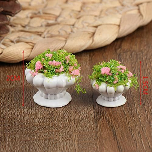 4 Pcs Dollhouse Potted Plants,Miniature Artificial Plant Bonsai,Mini Flowerpot,Miniature Dollhouse Kit,Doll House Mini Plant,for 1:12 Dollhouse De...