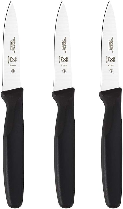 Mercer Culinary M23903 Millennia Black Handle, 3-Inch Slim Paring Knives (3-Pack), Paring Knife...