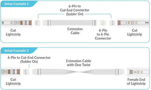 Litcessory 6-Pin to Cut-End Connector for Philips Hue Lightstrip Plus (Solder-On) (10 Pack, White - MICRO 6-PIN V4)...