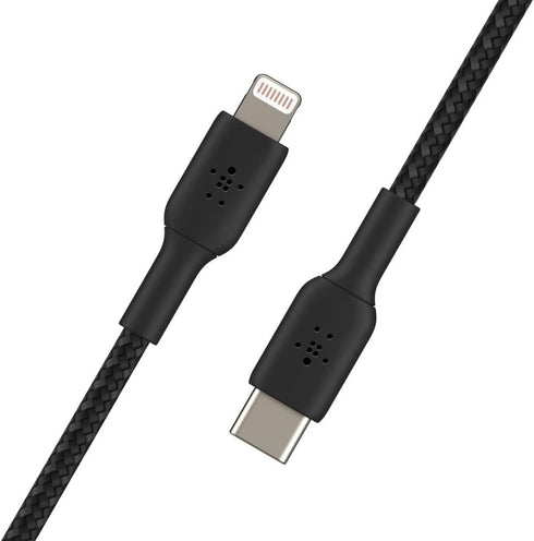 Belkin BoostCharge Nylon Braided USB C to Lightning Cable 3.3ft/1M - MFi Certified 18W Power Delivery iPhone Charger Cord - Apple Charger USB C Ca...