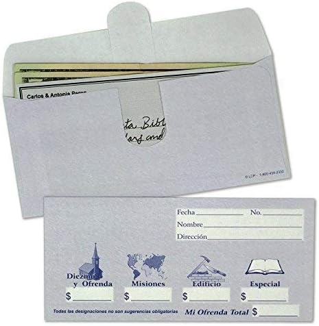 Sobres de Diezmos y Ofrendas para Iglesias, Designaciones Misiones, Edificio, y Especial, Diseño Simple y Azul (125, 250, or 500)...