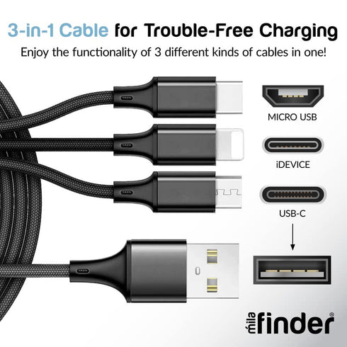 3 in 1 USB Charging Cable - 10 ft Long Multi USB Charging Cables for Multiple Devices - Universal Cell Phone Charger Cord for Android & iDevice - ...