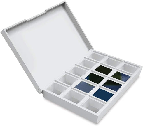Daniel Smith Hand Poured Watercolor, Half Pans, Blues Set with 6 Watercolor Half Pans, 9 Empty Half Pans, 1 Plastic Travel Case (Total 16 Pieces) ...