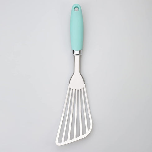 304 Stainless Steel Fish Spatula, Non-Slip Ergonomic Handle Slotted Spatula, Aqua Sky...