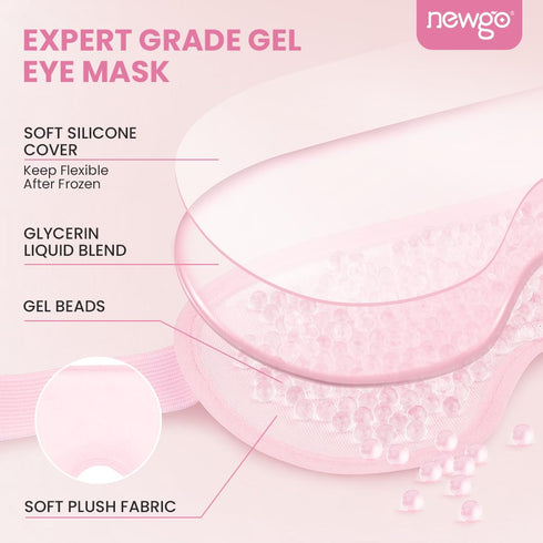 NEWGO Cold Eye Mask Cooling Eye Mask for Dry Eyes, Gel Eye Mask Eye Ice Pack Reusable Cold Eye Compress for Dark Circles, Migraines, Eye Surgery, ...