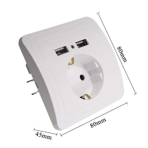 1set Smart Home Dual USB Port 2400mA Wall Charger Adapter 16A EU Standard Electrical Plug Socket Power Outlet Panel 110~250V...