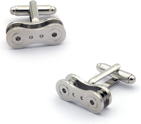 Silver Tone Motorcycle Biker Mechanic Chain Link Cufflinks Cuff Links...