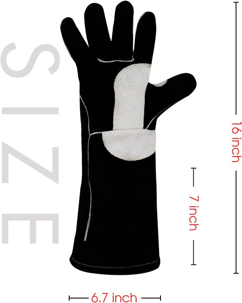 YESWELDER Leather Forge MIG Welding Gloves, Heat Fire Resistant Welders Gloves, Black, also Perfect for Grill/BBQ/Wood Stove/Oven/Fireplace/Cuttin...