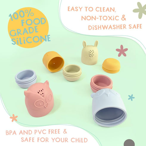 Silicone Animal Bath Toys for Babies, Infants and Toddlers - Set of Four - Educational Fun for The Bathtub, Pool or Beach...