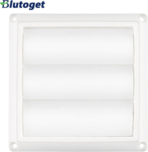 4 Inch Louvered Exhaust Dryer Vent Cover Outdoor Exhaust Cap for 4" Vent Duct Opening - with Aluminum Built-in Pest Guard Screen and Screws by Blutoget