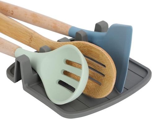 Lily's Home Large Silicone Spoon Rest for Stove Top with Drip Pad, Kitchen Utensil Spoon Holder for Grill Utensils, Spatula, Tongs, Ladles, BPA-Fr...
