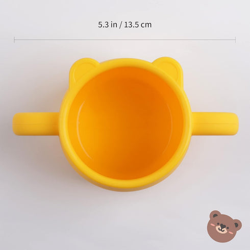 BLUE GINKGO Silicone Toddler Cups - Open Cup for Baby with Handles | Made in Korea | 8oz Training Open Cups for Toddlers 1-3 (Yellow)...