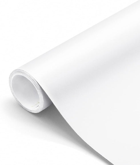 Thick White Contact Paper Matte White Wallpaper 16"x198" Waterpoof Peel and Stick Wallpaper Decorative Self Adhesive Vinyl Film Wrap Contact Paper...