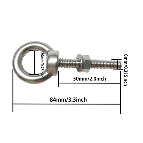 M8 Shoulder Eye Bolt, 4pack Stainless Steel Eye Bolts 5/16" Heavy Duty Screw Bolt Accessories Include Nuts and Washer(Thread Length 50mm)...